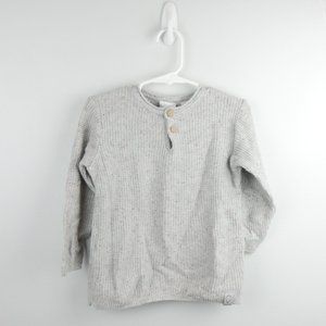 Zara Light Grey with Rainbow Knit Waffle Tee Button Up Baby Knit Top 2-3 Years